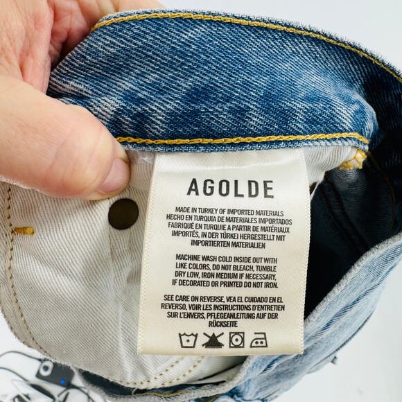 AGOLDE Parker Vintage High Rise Cutoff Denim Shorts Size 24 Summer Staple - Picture 6 of 7